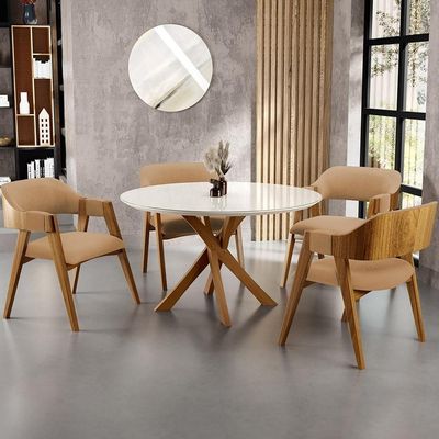 Kit 02 Cadeiras Para Sala De Jantar E Estar Living Estofada Suran L02 Bouclê Mostarda - Lyam