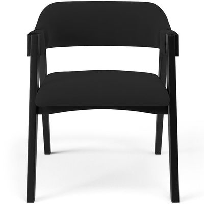 Kit 2 Cadeiras Sala De Jantar Estar Living Estofada Suran L02 Preto Suede Preto - Lyam Decor