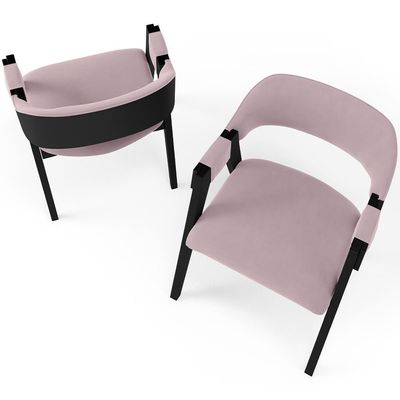 Kit 2 Cadeiras Sala De Jantar Estar Living Estofada Suran L02 Preto Suede Rosê - Lyam Decor