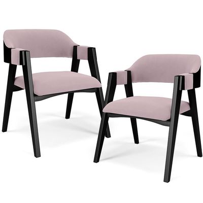 Kit 2 Cadeiras Sala De Jantar Estar Living Estofada Suran L02 Preto Suede Rosê - Lyam Decor