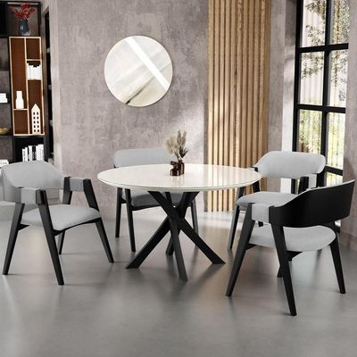 Kit 2 Cadeiras Sala De Jantar Estar Living Estofada Suran L02 Preto Linho Cinza - Lyam Decor