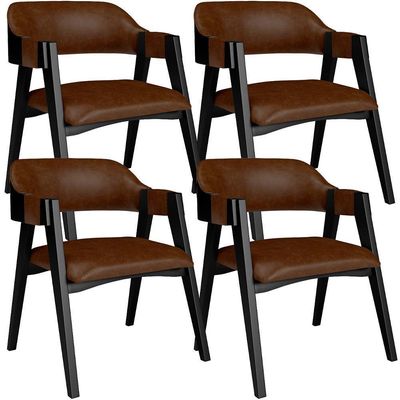 Kit 4 Cadeiras Sala De Jantar Estar Living Estofada Suran L02 Preto Couríssimo Marrom - Lyam Decor