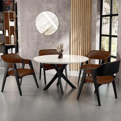 Kit 4 Cadeiras Sala De Jantar Estar Living Estofada Suran L02 Preto Couríssimo Marrom - Lyam Decor