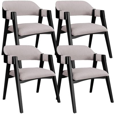 Kit 4 Cadeiras Sala De Jantar Estar Living Estofada Suran L02 Preto Linho Bege - Lyam Decor