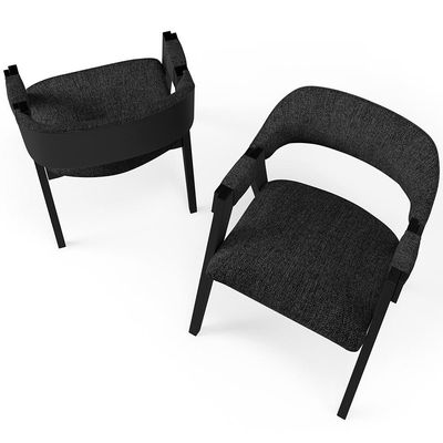 Kit 04 Cadeiras Para Sala De Jantar E Estar Living Estofada Suran L02 Preto Linho Chumbo - Lyam