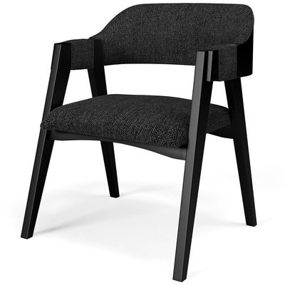 Kit 04 Cadeiras Para Sala De Jantar E Estar Living Estofada Suran L02 Preto Linho Chumbo - Lyam