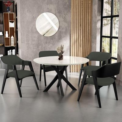 Kit 2 Cadeiras Sala De Jantar Estar Living Estofada Suran L02 Preto Linho Verde Musgo - Lyam Decor
