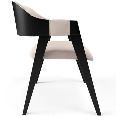 Kit 2 Cadeiras Sala De Jantar Estar Living Estofada Suran L02 Preto Suede Bege - Lyam Decor