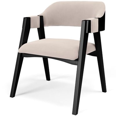 Kit 2 Cadeiras Sala De Jantar Estar Living Estofada Suran L02 Preto Suede Bege - Lyam Decor