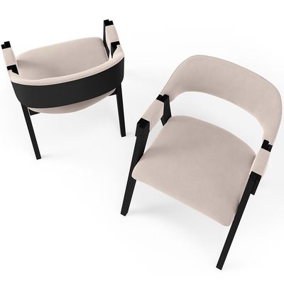 Kit 2 Cadeiras Sala De Jantar Estar Living Estofada Suran L02 Preto Suede Bege - Lyam Decor