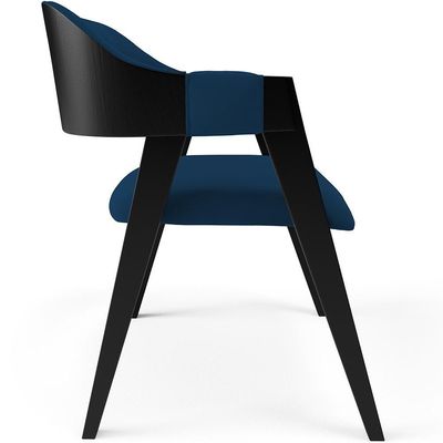 Kit 2 Cadeiras Sala De Jantar Estar Living Estofada Suran L02 Preto Suede Azul Marinho - Lyam Decor