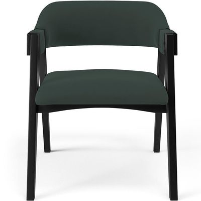 Kit 4 Cadeiras Sala De Jantar Estar Living Estofada Suran L02 Preto Suede Verde Musgo - Lyam Decor