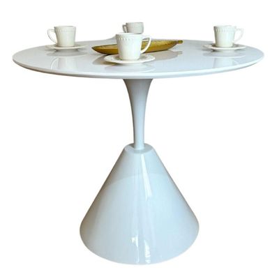 Mesa De Jantar Cone Redonda Masp 110 Cm Tampo Laca Branca Base Branca Cor Branco
