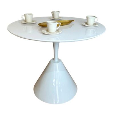 Mesa De Jantar Cone Redonda Masp 80 Cm Tampo Laca Branca Base Branca Cor Branco