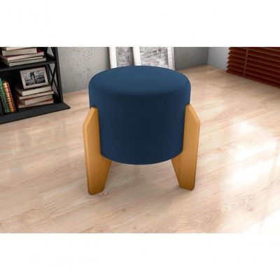Puff Decorativo Descanso Luxo Orginal Premium Veludo Azul Matrix