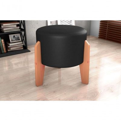 Puff Decorativo Descanso Luxo Orginal Premium Sintetico Preto Matrix