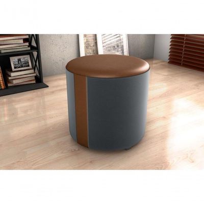 Puff Decorativo Sala Descando Copenhage Premium Veludo Cinza Matrix