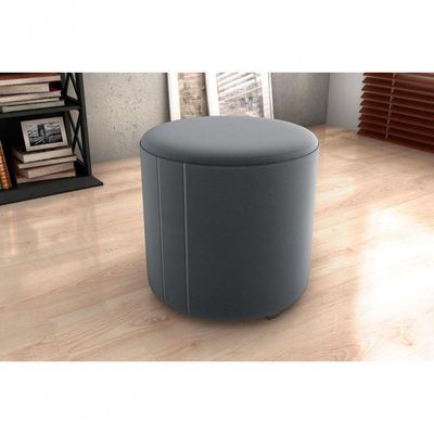Puff Decorativo Sala Descando Copenhage Premium Veludo Cinza Matrix