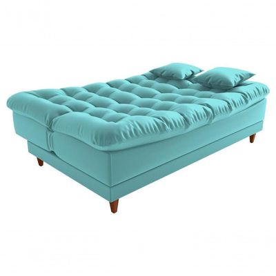 Sofá Cama Duda Veludo Verde Menta Sala Premium Original 3 Lugares