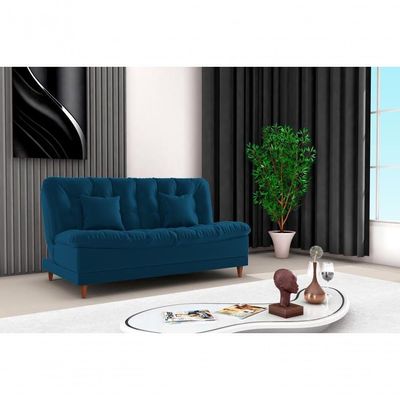 Sofá Cama Duda Veludo Azul Matrix Sala Premium Original 3 Lugares