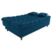 Sofá Cama Duda Veludo Azul Matrix Sala Premium Original 3 Lugares