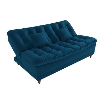 Sofá Cama Duda Veludo Azul Matrix Sala Premium Original 3 Lugares