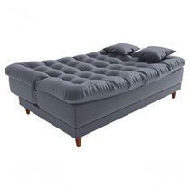 Sofá Cama Duda Veludo Cinza Matrix Sala Premium Original 3 Lugares