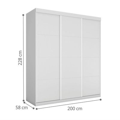 Roupeiro Casal Três Portas Correr Veneza Branco