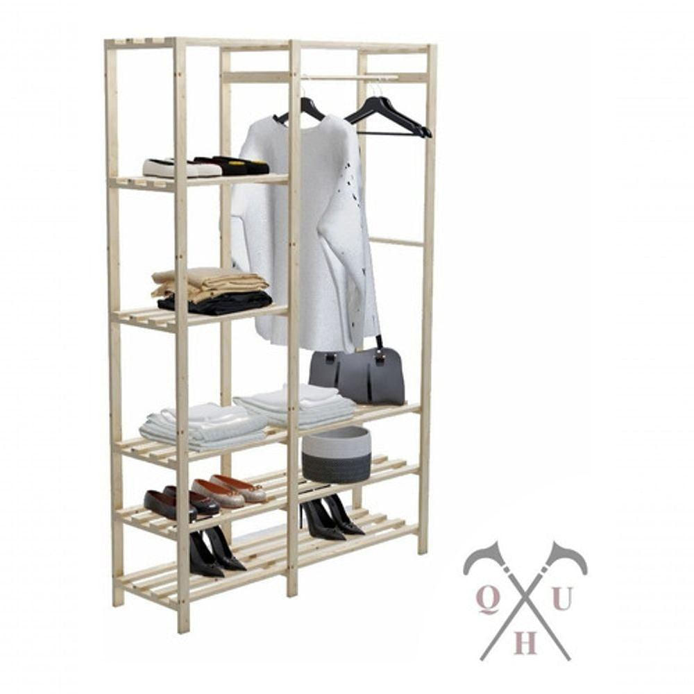 Varal Industrial Retrô Design Arara Pinus 8 Prateleiras