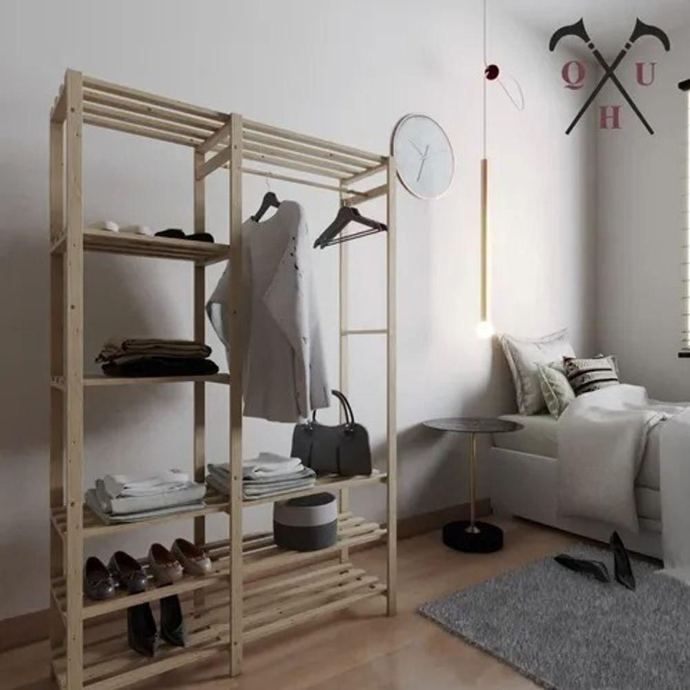 Varal Industrial Retrô Design Arara Pinus 8 Prateleiras
