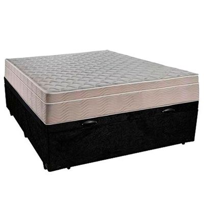 Cama Box Baú Casal Suede + Colchão Sereneprime Molas Ensacadas 138x188x69 Cor:preto