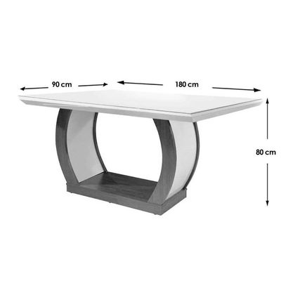 Kit Mesa Tampo Vidro 180cm Canto Reto + 6 Cadeiras Imbuia Chocolate