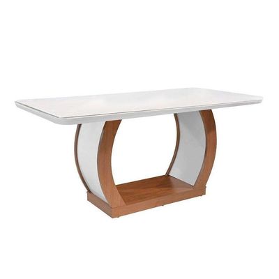 Kit Mesa Tampo 180cm Canto Reto + 6 Cadeiras Imbuia Chocolate