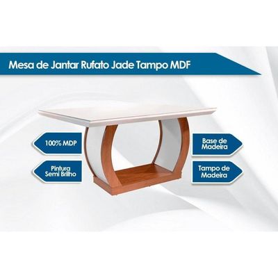 Kit Mesa Tampo 180cm Canto Reto + 6 Cadeiras Imbuia Chocolate