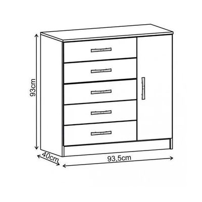 Cômoda Sapateira Zurique 1 Porta 5 Gavetas Branco - Branco Branco