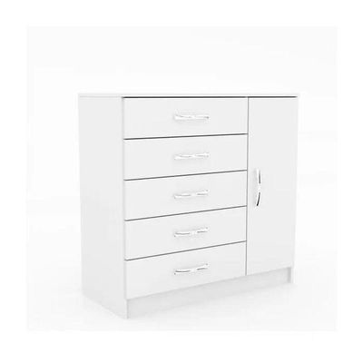 Cômoda Sapateira Zurique 1 Porta 5 Gavetas Branco - Branco Branco
