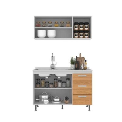 Cozinha Modulada Ipanema 2 Peças - Branco - Cinnamomo Branco - Cinnamomo