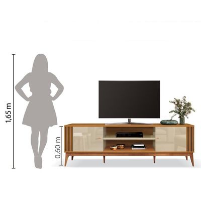 Rack Bancada Para Sala Tv Até 75" Legacy Cedro / Off White