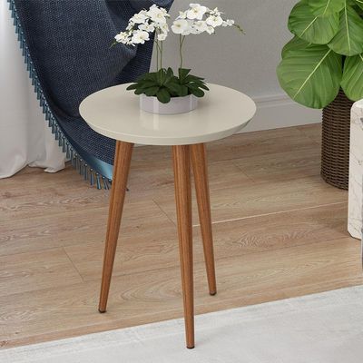 Mesa Lateral Canto Para Sala Redonda Luna Patrimar Off White