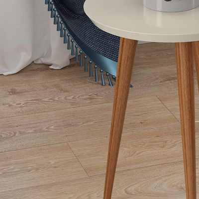Mesa Lateral Canto Para Sala Redonda Luna Patrimar Off White