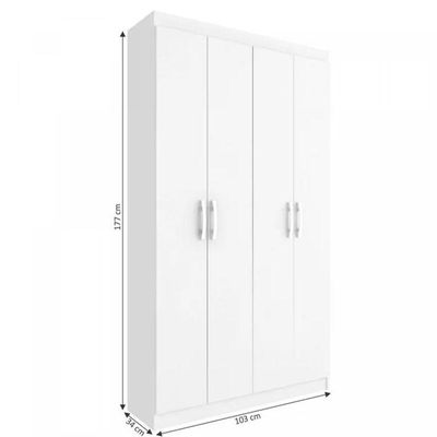 Armário Multiuso Milão 4 Portas E 8 Prateleiras - Branco Branco
