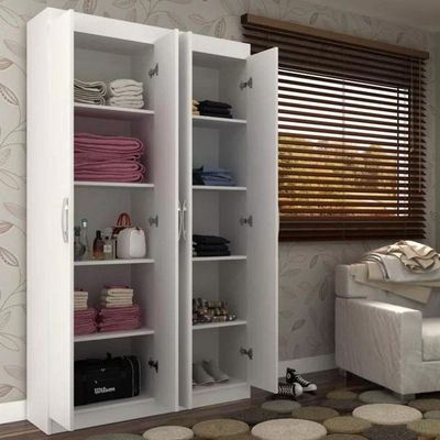 Armário Multiuso Milão 4 Portas E 8 Prateleiras - Branco Branco