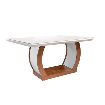 Sala de Jantar Completa Vidro 180Cm + 6 Cadeiras Imbuia Chocolate Capuccino