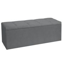 Calçadeira Baú Casal King 1,95m Roma Suede Cinza Dal Poz Estofados