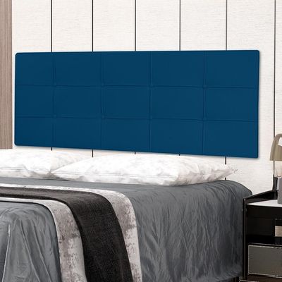Cabeceira Painel Solteiro 0,90m Roma Suede Azul Marinho Dal Poz Estofados