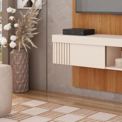 Painel Para Tv Jade Caemmun 1,20 Freijo/off White