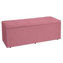 Calçadeira Baú Casal Queen 1,60m Roma Suede Rosa Dal Poz Estofados