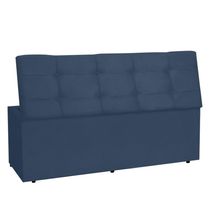 Calçadeira Baú Casal King 1,95m Roma Suede Azul Marinho Dal Poz Estofados
