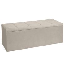 Calçadeira Baú Casal Queen 1,60m Roma Suede Bege Dal Poz Estofados