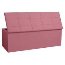 Calçadeira Baú Solteiro 0,90m Roma Suede Rosa Dal Poz Estofados